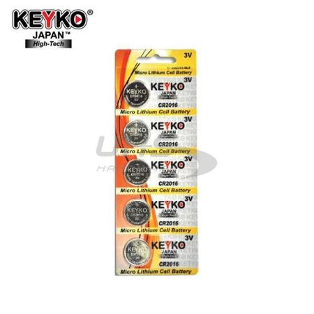 Keyko KEYKO: CR2016 3V Lithium Battery, PK 5 KT-CR2016-BL5